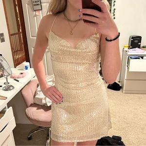 gold homecoming dress
